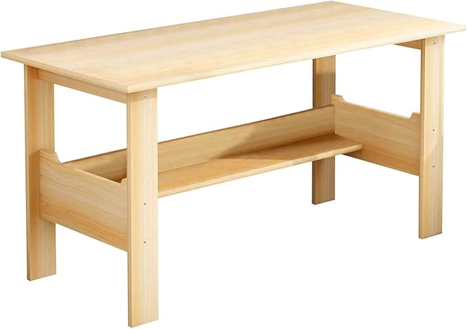 Walbest Computer Desk with Led Lights and Power Outlets,Gaming Desk,Corner Desk with Storage Drawers,Home Office Desk,Easy Assembly Makeup Vanity Console Table (Khaki)