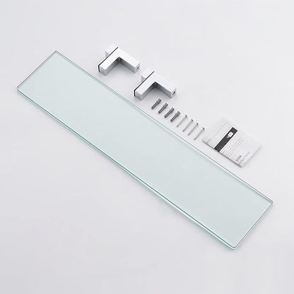 KES Bathroom Shelf 24 Inch Glass Shelf Wall Mounted Tempered Glass Shelves Polished Chrome Finish, BGS3201S60