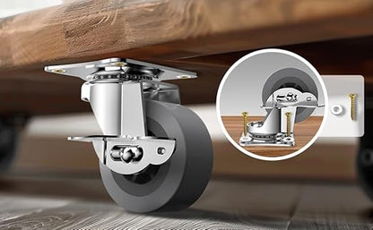 2" Caster Wheels, Casters Set of 16, Heavy Duty Casters with Brake, Locking Castors with Rubber Wheel，Plate Swivel Caster Wheels for Furniture Cart and Workbench,Pack of 16