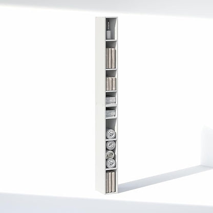 Furinno Fulda 8-Tier Closet Organizers and Storage, Open Shelf, Storage Organizer, 6-Inch Width, for Closet, Bedroom, White
