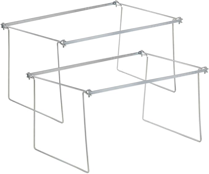 Blue Summit Hanging File Bars For File Cabinet, Letter Size, 13x17.5, Metal Files Holder Bars on Desktop, File Drawer Organizer Insert, Filing Cabinet Organizer Insert, Set of 2