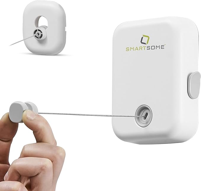 SmartSome Wall Mounted Retractable Clothesline – Heavy-Duty Indoor & Outdoor Drying Rack – RV Must-Have Air Drying Solution – Compact Space Saving Laundry Line