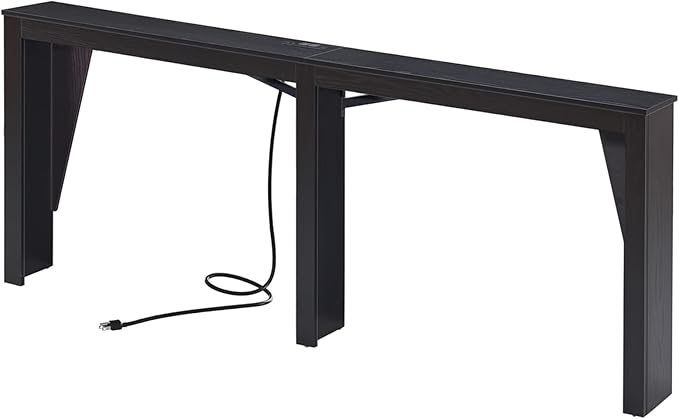 MOHOPE 78.8" Long Console Table with Power Outlets, 7.9" Narrow Sofa Table with USB & Type-C Ports, Skinny Behind Couch Tables with Charging Station, Entryway Table for Hallway, Living Room, Black