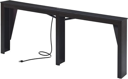 MOHOPE 78.8" Long Console Table with Power Outlets, 7.9" Narrow Sofa Table with USB & Type-C Ports, Skinny Behind Couch Tables with Charging Station, Entryway Table for Hallway, Living Room, Black