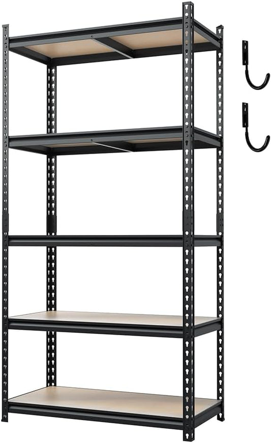 JEKOSEN 6000Lbs Storage Shelves Heavy Duty 5 Tier Adjustable Garage Shelving,Utility Rack Shelf Units for Closet Pantry Basement Kitchen Warehouse,36" Wx18 Dx72 H,Black