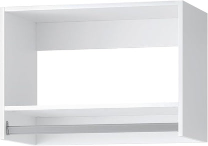 ROOMTEC 19.5" Tall Hanging Closet Unit, Modular Closet System with Hanging Rod, Wardrobe Organizer for Bedroom or Walk-in Closet, Wall Mounted, Customizable Clothes Storage Unit, White