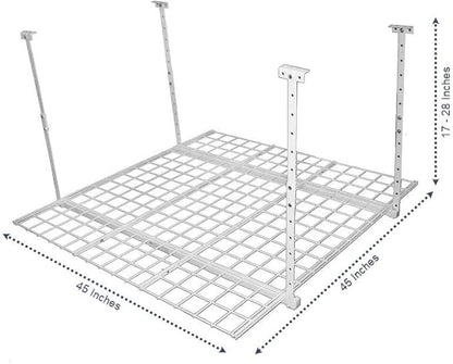 HyLoft Overhead adjustable Garage Storage Rack,Heavy Duty Steel Garage Storage System, 45-Inch x 45-Inch, White