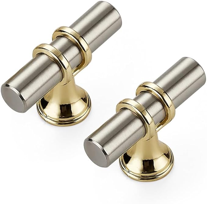 20 Pack Brushed Nickel Cabinet Knobs - Gold Kitchen Cabinet Knobs Cabinet Pulls for Kitchen Cabinet Drawer Stainless Steel Dresser Knobs for Cabinet Hardware 2in Length Single Hole