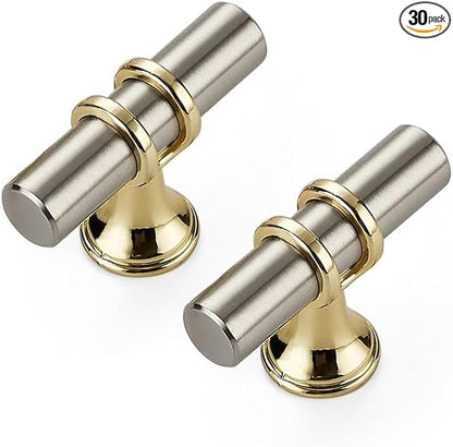 30 Pack Brushed Nickel Cabinet Knobs - Gold Kitchen Cabinet Knobs Cabinet Pulls for Kitchen Cabinet Drawer Stainless Steel Dresser Knobs for Cabinet Hardware 2in Length Single Hole