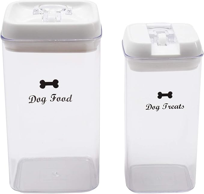 Pethiy Dog Food and pet Treats Storage Container - Clear Plastic - airtight Storage Canister Tins cookie pet jars(2 Pack set)