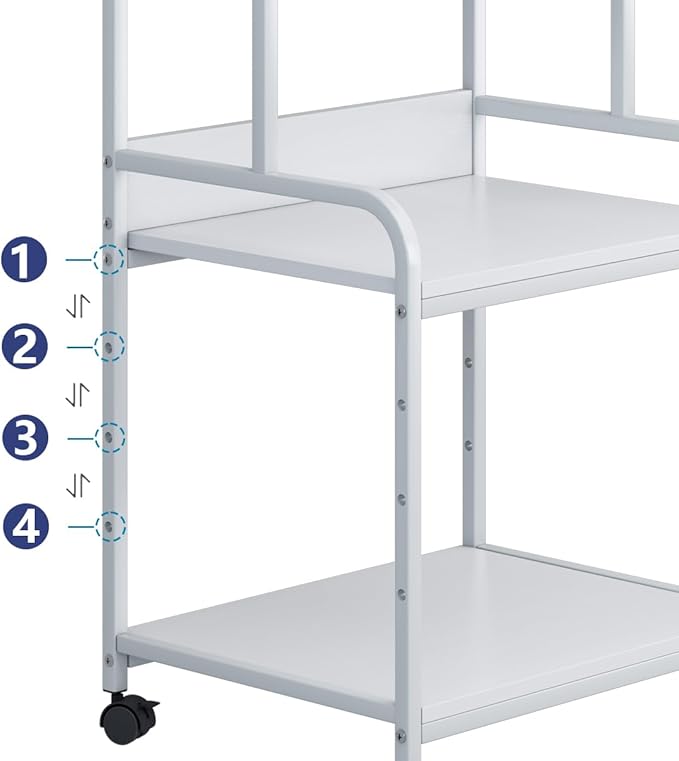 Printer Stand with Storage Shelf,3 Tier Printer Cart with Wheels,Mobile Printer Table for Home Office,Stands for Printer Heat Press Scanner Fax,Industrial Style (White)