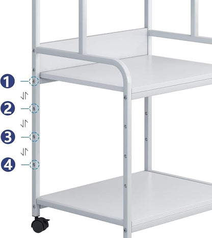 Printer Stand with Storage Shelf,3 Tier Printer Cart with Wheels,Mobile Printer Table for Home Office,Stands for Printer Heat Press Scanner Fax,Industrial Style (White)