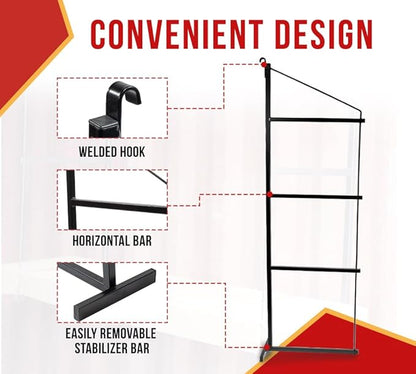 Mytee Products 4 Pack 4 Tier Shipping Container Shelving Bracket with Hooks - 19" x 77-1/2", 551 lbs WLL - Black Powder Coated Steel for Heavy Duty Trailer Containers - Easy to Assemble & Remove