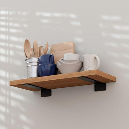 LEOPO 12 inch 6 Pack Floating Shelf Brackets, 1/5” Thick Heavy Duty Rustic Industrial Shelf Bracket, Floating Hidden Metal Bracket