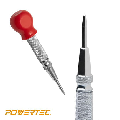 POWERTEC Cabinet Hardware Jig w/Center Punch, T Track & Stop Block, Drawer Jig for Installing Pulls, Knobs, Handle on Cabinet & Drawer, Woodworking Tools for Cabinet Handles Installation (71376)