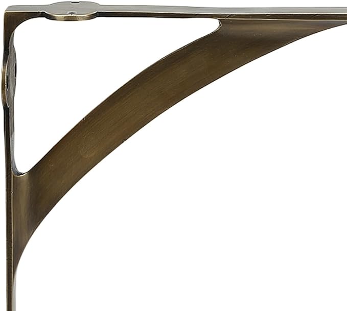 Set of 2 Brass Shelf Brackets for 8", 10", 12" Shelves - Gold Finish - Heavy Duty Brass L Brackets for Wall Shelves Hardware Included 7 3/8" X 9 7/8",