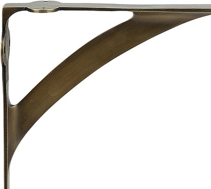 Set of 2 Brass Shelf Brackets for 8", 10", 12" Shelves - Gold Finish - Heavy Duty Brass L Brackets for Wall Shelves Hardware Included 7 3/8" X 9 7/8",