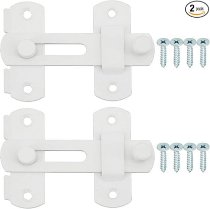 Alise 2Pcs 4 inch Flip Latch Gate Latches, Safety Door Lock for Barn Wood Fence Sliding French Doors,Heavy Duty SUS304 Stainless Steel Gate Hardware White Finish MS9500W-2P