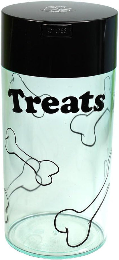 Tightpac Pawvac 24 Ounce Vacuum Sealed Pet Food Storage Container; Black Cap & Clear Body/Black Treats