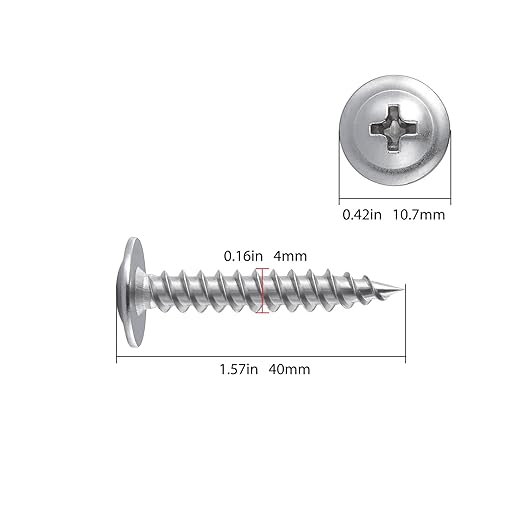 (150 pcs)#8×1-1/2" Phillips Truss Head Wood Screws Stainless Steel 410 Quick Metal Self Tapping