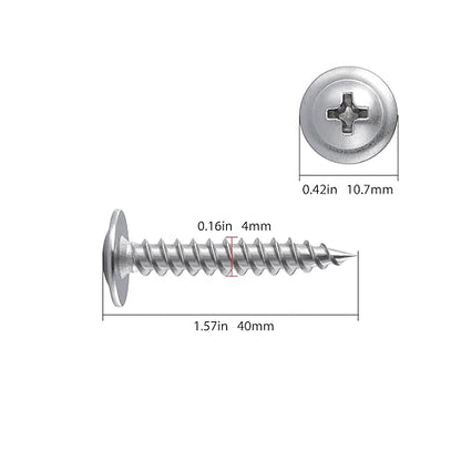 (150 pcs)#8×1-1/2" Phillips Truss Head Wood Screws Stainless Steel 410 Quick Metal Self Tapping