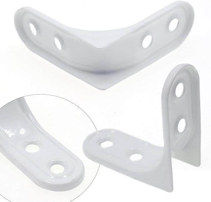 8pcs 2 Inch Heavy Duty L Brackets - 90 Degree Wall Mount Right Angle Corner Braces for Shelves, Wood, Cabinets - White Powder Coated Steel Shelf Supports with Mounting Screws Included