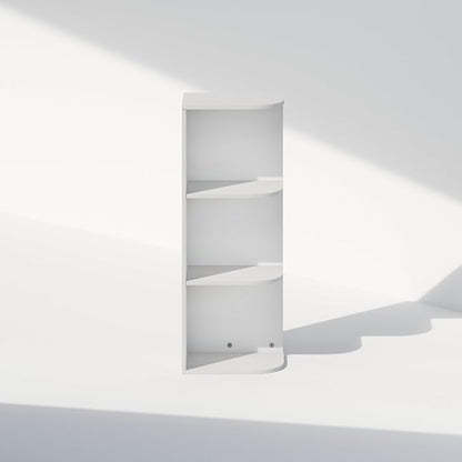 Furinno Reed Corner Shelf, 3-Tier Corner Bookshelf, Book Shelf, Corner Shelves, Storage Rack, for Organization and Storage, Home Office, Living Room, White