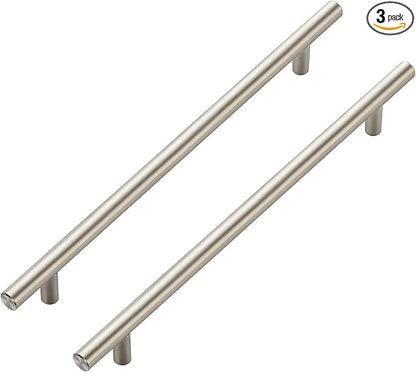 JOY DECOR 3 Pack Cabinet Handles, Brushed Nickel Cabinet Pulls, 8-3/4 in Hole Center Kitchen Cabinet Handles, Stainless Steel T Bar Handles for Dresser Drawers