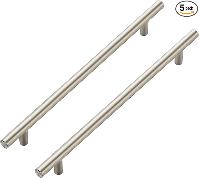 JOY DECOR 5 Pack Cabinet Handles, Brushed Nickel Cabinet Pulls, 8-3/4 in Hole Center Kitchen Cabinet Handles, Stainless Steel T Bar Handles for Dresser Drawers