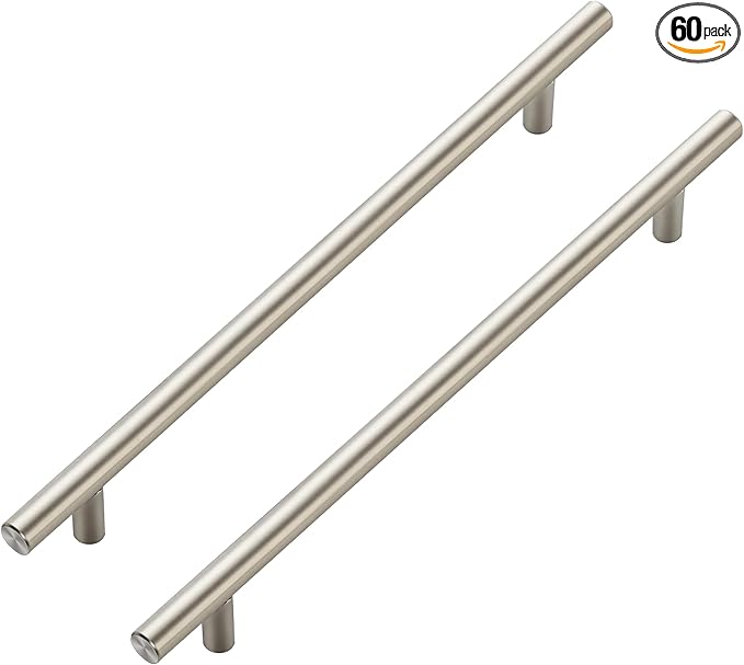 JOY DECOR 60 Pack Cabinet Handles, Brushed Nickel Cabinet Pulls, 8-3/4 in Hole Center Kitchen Cabinet Handles, Stainless Steel T Bar Handles for Dresser Drawers