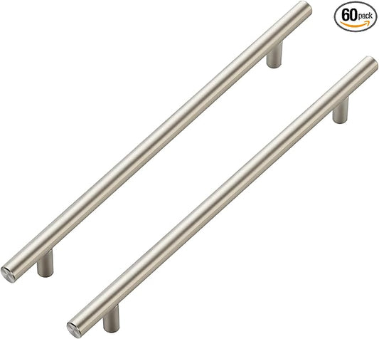 JOY DECOR 60 Pack Cabinet Handles, Brushed Nickel Cabinet Pulls, 8-3/4 in Hole Center Kitchen Cabinet Handles, Stainless Steel T Bar Handles for Dresser Drawers