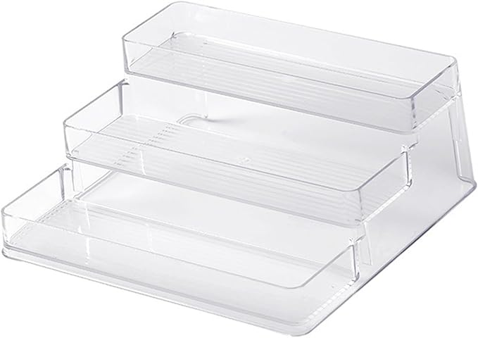 Nail Polish Organizer Holder Rack Shelf Multifunctional Transparent 3 Tier Display Stand for Desk Beauty Storage PET Material 26x23.8x10.2cm