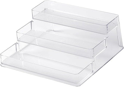 Nail Polish Organizer Holder Rack Shelf Multifunctional Transparent 3 Tier Display Stand for Desk Beauty Storage PET Material 26x23.8x10.2cm