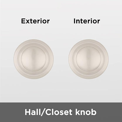 Kwikset Cove Interior Passage Door Knob, Handle for Closet and Hallway Doors, Non-Locking Doorknob in Satin Nickel, with Microban Protection (Pack of 4)