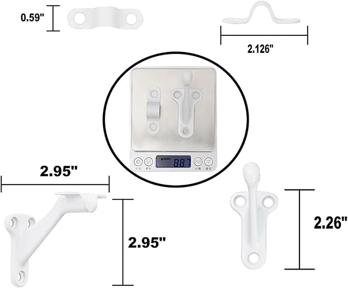 Triumph Hardware,3 Pack,White Glossy handrail Bracket,Handrail Stair Brackets 3"" Heavy Duty Support Hardware Stairways, handrail Brackets for Indoor Stairs with Screws,Stair Railing Bracket