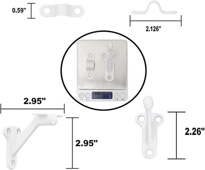Triumph Hardware,3 Pack,White Glossy handrail Bracket,Handrail Stair Brackets 3"" Heavy Duty Support Hardware Stairways, handrail Brackets for Indoor Stairs with Screws,Stair Railing Bracket