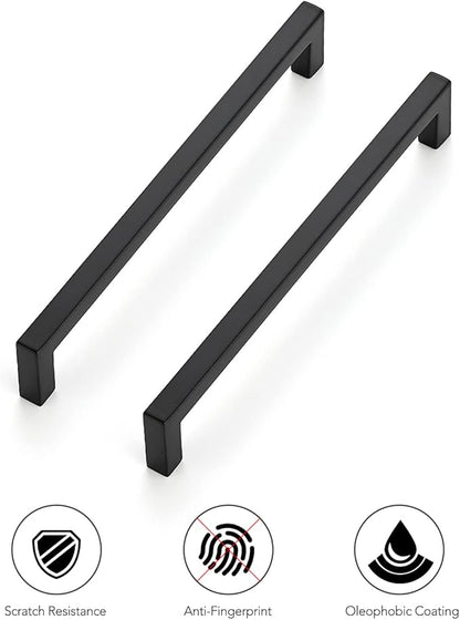 Ravinte 5 Pack Solid 6-1/4 Inch Center to Center Slim Square Bar Drawer Handles Kitchen Cabinet Hardware Matte Black Pulls