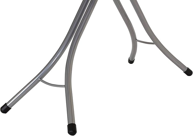 Household Essentials Wide Mega Ironing Board 4-Leg, Steel Top Pressing Station, Heat-Resistant Fiber Pad and Cotton Cover, Includes Sleeve Board and Iron Rest with Hanger Bar, Silver Frame