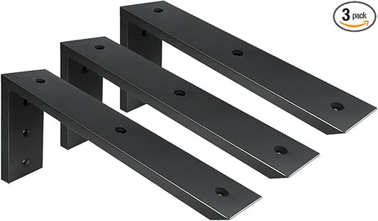 Countertop Support Bracket 3 Pack 12 inch Heavy Duty 1/2" Thick Black Black Granite Countertop Bracket 12"x6"x2.5" Shelf L Bracket Mantel Corbels for Quartz/Granite/Wood/Concret/Laminate Countertops