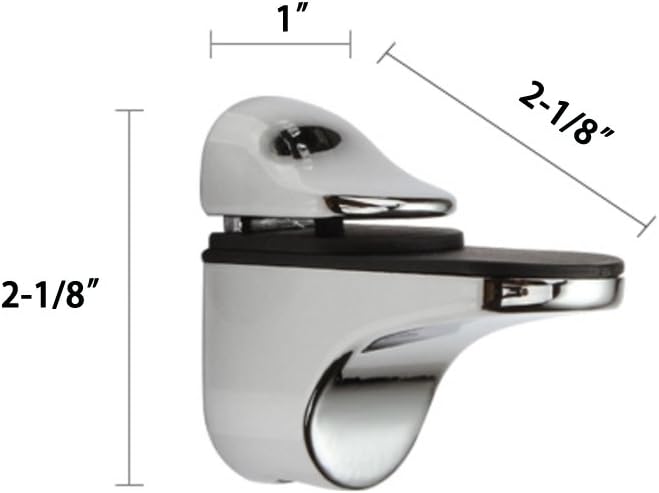 Adjustable Wood/Glass Shelf Bracket Wall Mount, Polished Chrome, 2 Pack