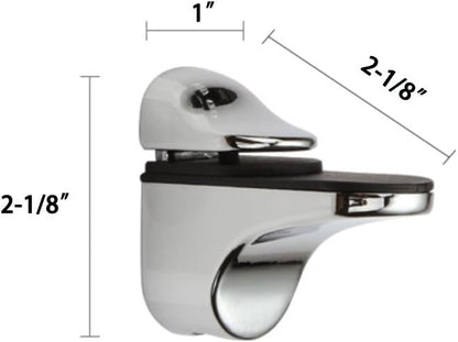 Adjustable Wood/Glass Shelf Bracket Wall Mount, Polished Chrome, 2 Pack