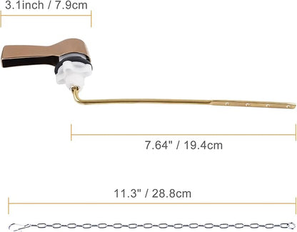 Hibbent Universal Metal Front Mount Toilet Handle Replacement Kit, Brass Toilet Flush Tank Lever with Stainless Steel Flapper Chains for Most Toilets, Rose Gold