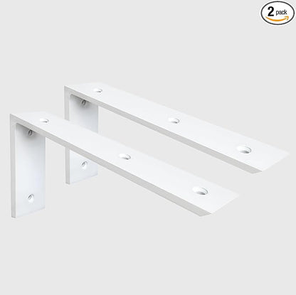 WINKER Countertop Support Bracket 2 Pack Heavy Duty 3/8" Thick Hidden L Shelf Bracket 18" x 8" x 2.5" Metal Corbels for Quartz/Granite/Wood/Concrete/Laminate Countertops, White