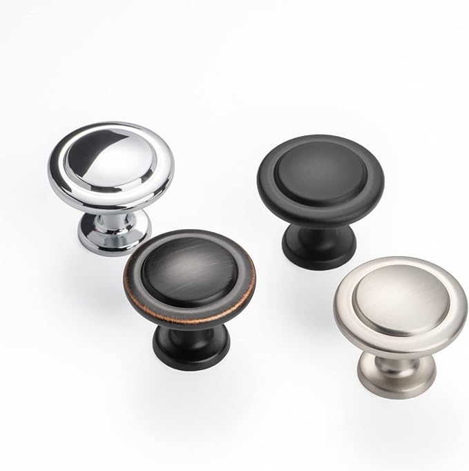 KOOFIZO Round Cabinet Knobs Polished Chrome Cabinet Pulls, Dia. 1-1/4 Inch, 20 Pack Chrome Drawer Knobs for Kitchen Cabinets 1960 Drawers Dresser Cupboard Bedroom Bathroom