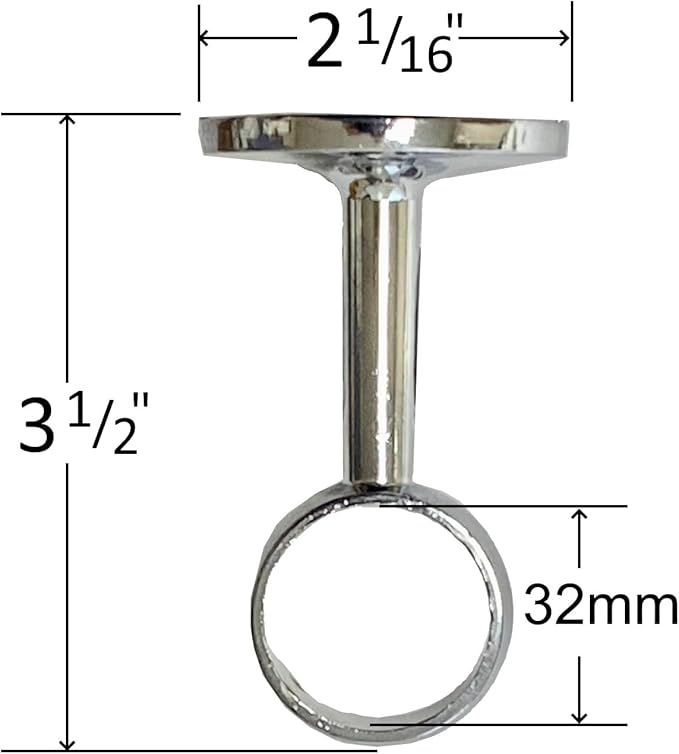 Desunia Die-Cast Mid Hanger for Chrome Round Closet Rod | 2 Pack