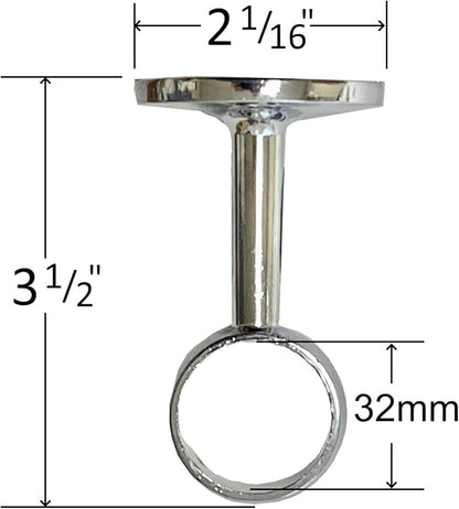 Desunia Die-Cast Mid Hanger for Chrome Round Closet Rod | 2 Pack