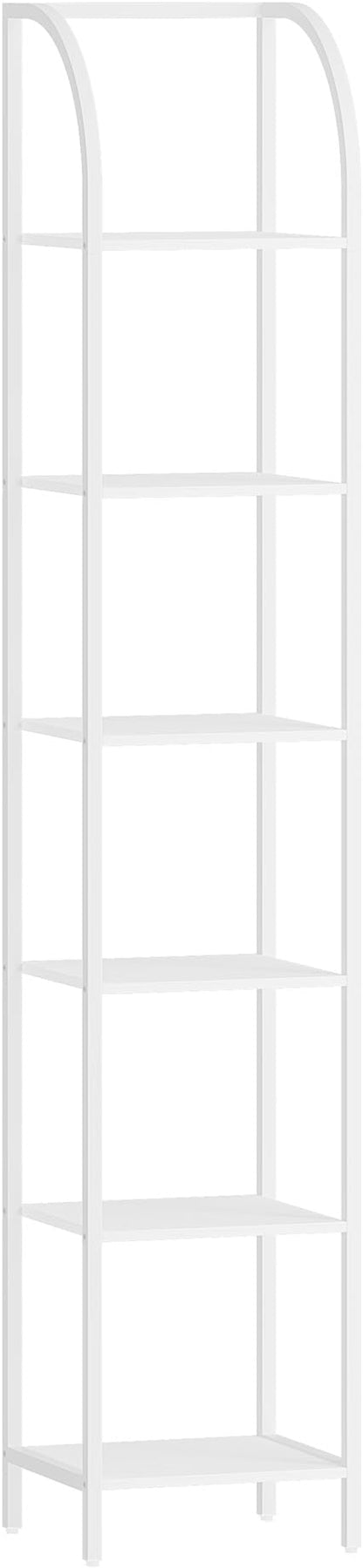 Bookshelf Narrow Bookcase, Tall Storage Rack with Steel Frame, Display Standing Shelf Unit, Skinny Book Shelf for Study Living Room Home Office, Industrial Style, 6-Tier White BC56013W