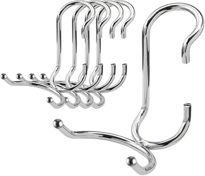 Shelf Pole Hooks 5 Pack | Chrome C-Hook for Hanging | Snap-On Hooks for 1 Inch Poles | Wire & Metal Shelving Hooks for Kitchen, Garage & Home Organization