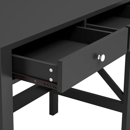 ChooChoo Computer Desk Study for Home Office, Modern Simple 40 Inches Desk with Drawers, Makeup Vanity Console Table, Black