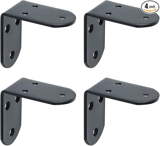 Alise 4Pcs Shelf Brackets Black, Stainless Steel Floating Shelf Brackets Corner Brackets, L Brackets for Shelves, 90 Degree Angle Bracket, Heavy Duty Shelf Brackets for Wood Furniture (2.56X2.56 in)